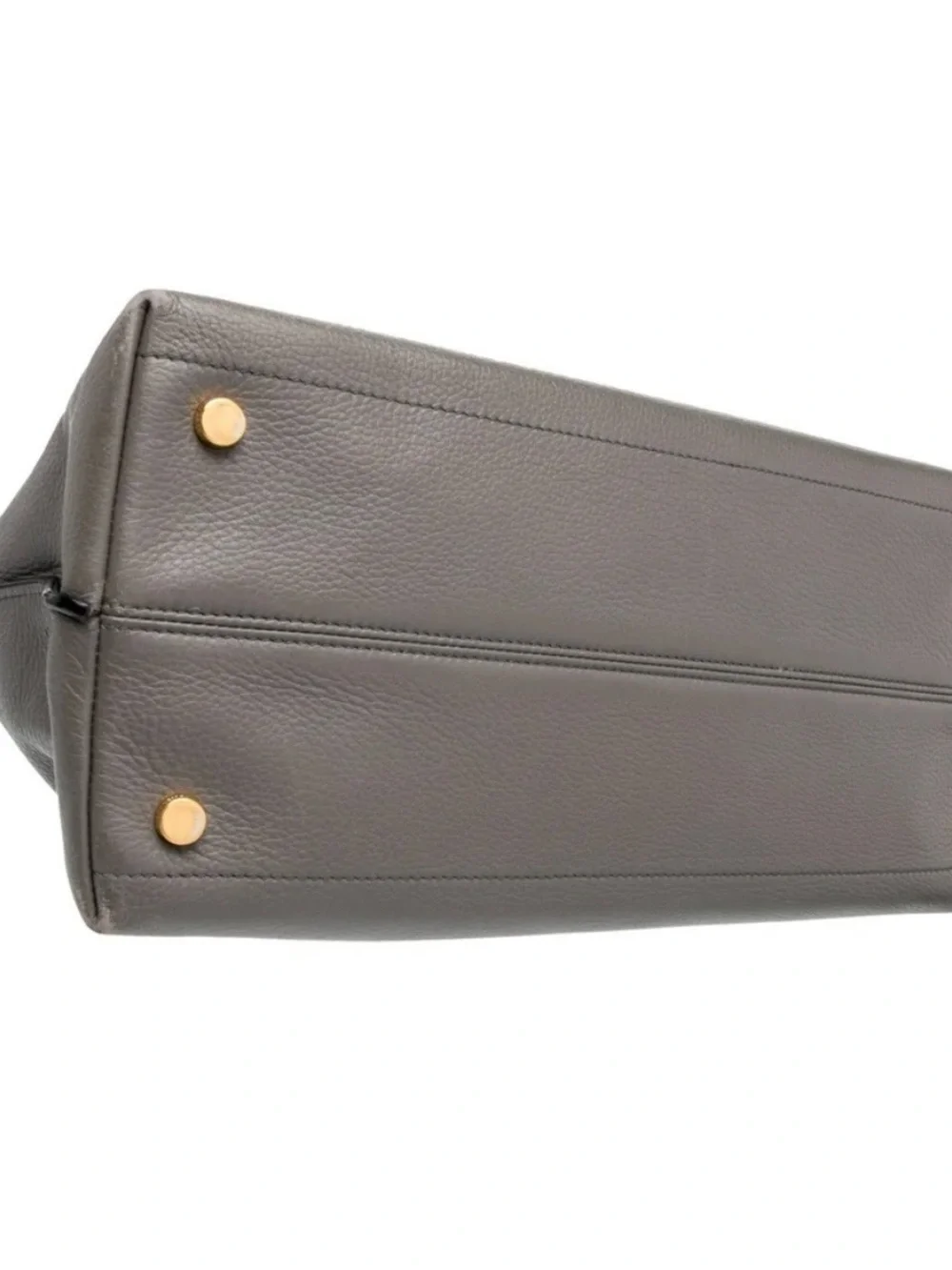 Gray Leather Tote with Gold Hardware - Sleek Women's Shoulder Bag